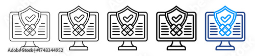 Security Patch Icon Different Style Outline Collection Set