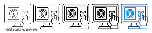 Biometric Identification Icon Different Style Outline Collection Set