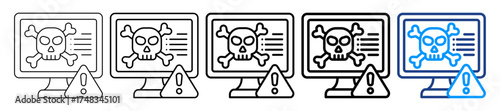 Malware Icon Different Style Outline Collection Set