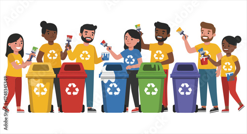 Community Members Paint Recycling Bins for Environmental Awareness