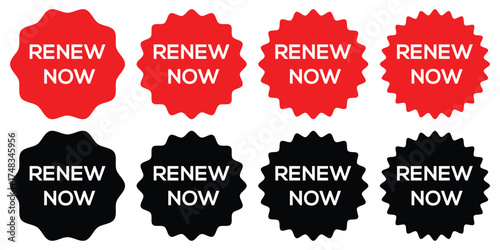 Renew Now Sticker Vector Template – Editable Label Design for Web and Print.