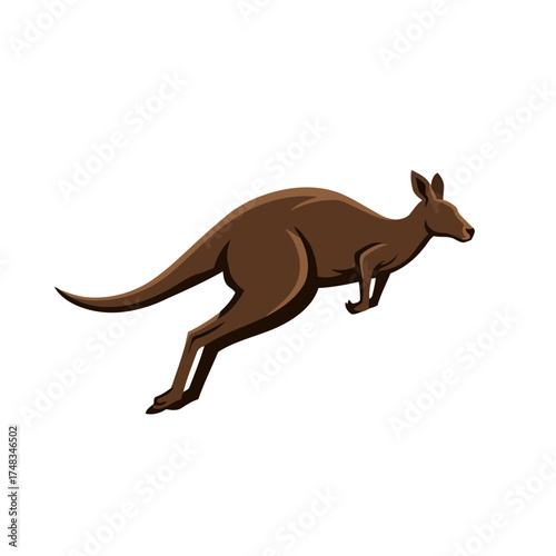 Dynamic Brown Kangaroo Leaping Vector Illustration