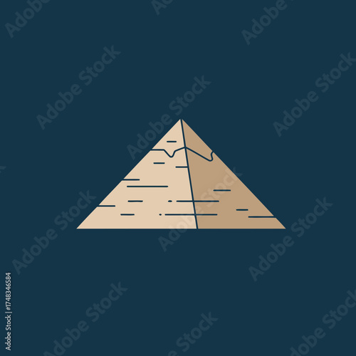 Minimalist Geometric Egyptian Pyramid Vector Illustration on Dark Teal Background