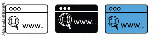 World Wide Web Browser Interface Icons Set.