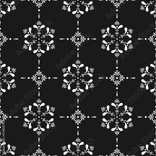 seamless botanical pattern of painted oriental motifs 