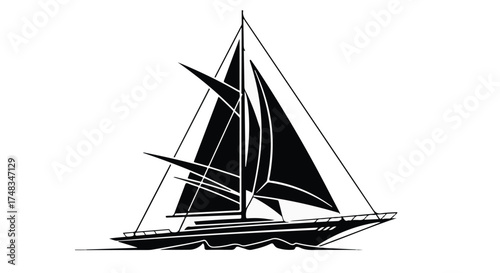 Elegant sailboat glides through calm waters under a clear sky