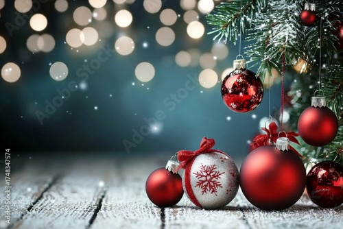 Festive Christmas Invitation Featuring Sparkling Christmas Balls