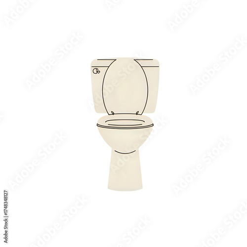 A simple graphic representation of a contemporary commode, typically found in restrooms, designed for waste disposal and maintaining personal cleanliness, depicted with its seat in an upright position