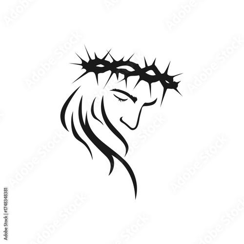 Set of Christ Jesus black silhouette, vector illustration.
