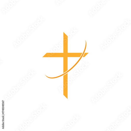 Christian cross icon. Set of abstract religion symbols. Vector illustration.