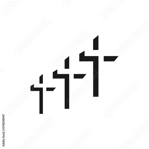 Christian cross icon. Set of abstract religion symbols. Vector illustration.