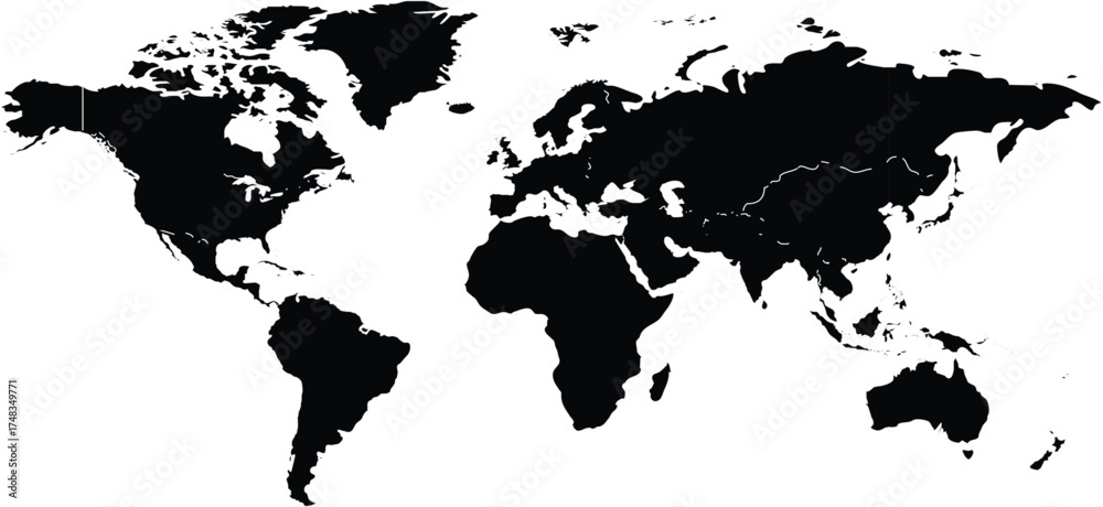 Obraz premium Editable World Map with Labels