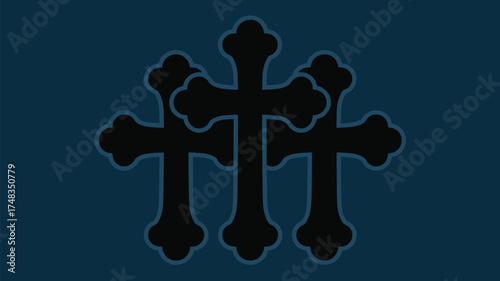 Classic crosses on dark blue, a symbol of faith, perfect for conveying tradition, spirituality, and solemnity in your designs and projects easily