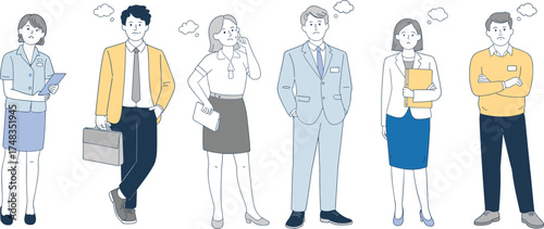 Business professionals thinking problem solving doubts uncertainty