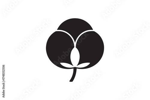 Simple Cotton Boll Silhouette Design Minimalist Cotton Plant Vector Graphic