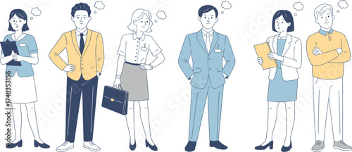 Diverse group of businesspeople are thinking hard