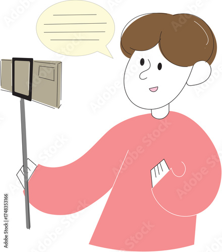 A Boy with His Phone Doing Content Online