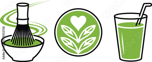 Delicious matcha green tea preparation and serving for healthy lifestyle drink