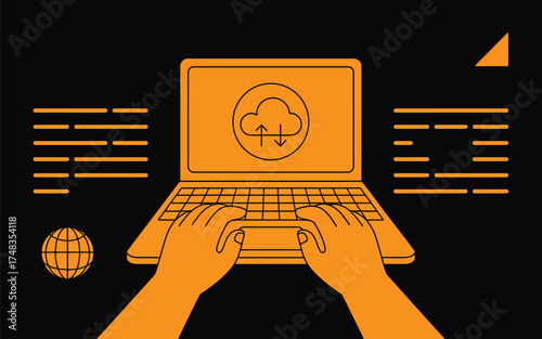 Cloud computing laptop with data transfer for online backup and storage service