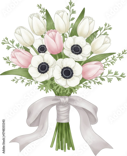 Wedding Bouquet with Romantic Floral Arrangement and Bridal Flowers