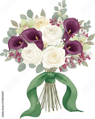 Wedding Bouquet with Romantic Floral Arrangement and Bridal Flowers