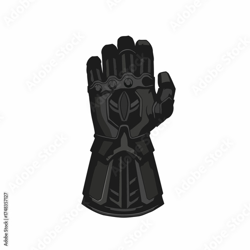 Monochrome Sci-Fi Power Gauntlet Vector Illustration