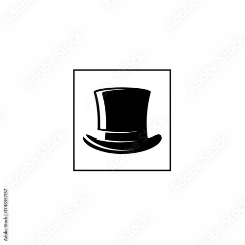 Elegant Monochromatic Black Top Hat Vector Illustration Icon