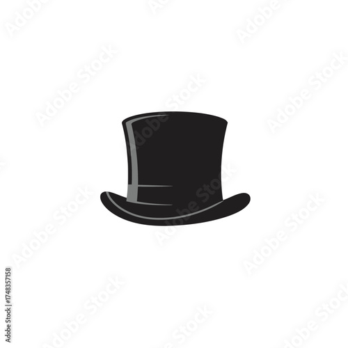 Elegant Black Top Hat Vector Illustration with Subtle Gray Accents