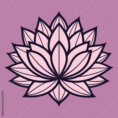 Elegant line art illustration of a single lotus flower with delicate petals and a serene aesthetic