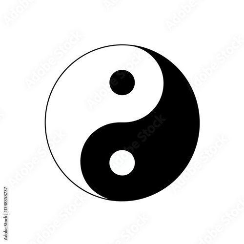 Classic Black and White Yin Yang Symbol Vector Illustration for Balance and Duality