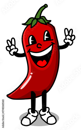 Illustration of a happy chili pepper