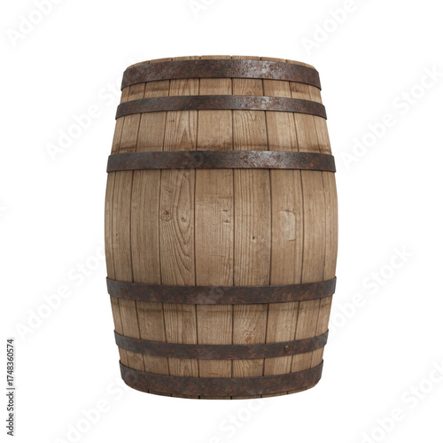 Obraz na płótnie Rustic wooden barrel with rusty metal hoops