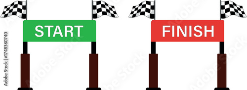 Start and Finish Line Concept – Race Track and Achievement Symbol for Sports
