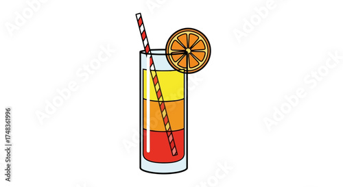Red Orange Cocktail Drink with Straw