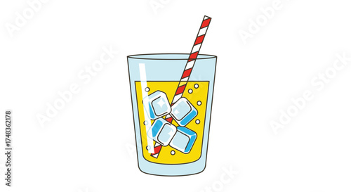 Cold Drink with Ice and Straw