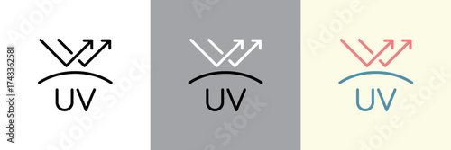 UVケアのカラーとモノクロアイコンセット