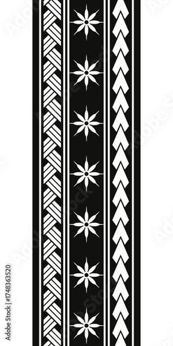 maori polynesian hawaiian tribal floral and shark teeth armband tattoo design traditional folk ethnic ornament art pattern