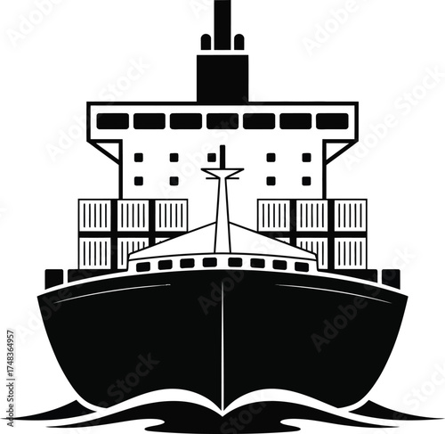Detailed ship graphic illustration with waves perfect for design on transparent background silhouette