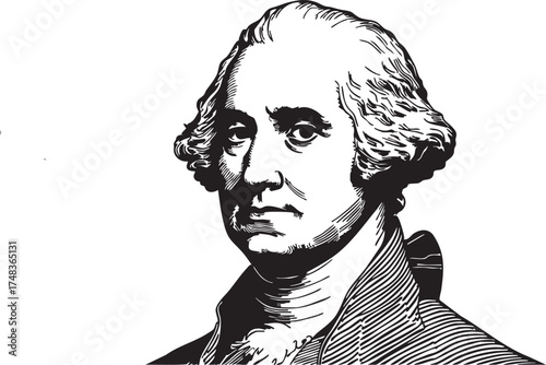 Portrait of George Washington a striking vintage engraving style drawing