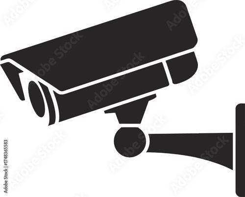 Black security camera icon modern design element on transparent background silhouette