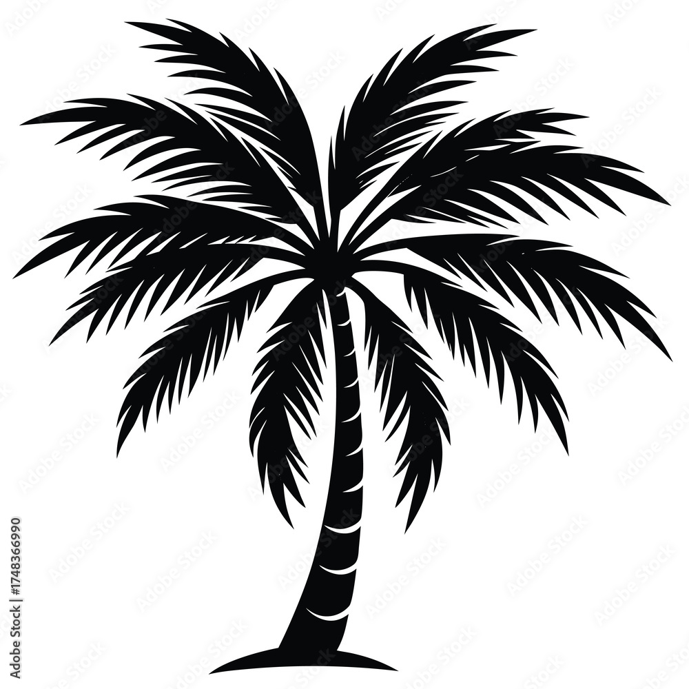 Obraz premium Tropical silhouette of a palm tree perfect for summer vacation and beach designs
