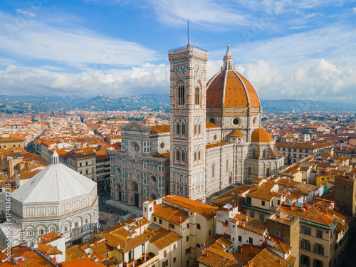 Florence, Italy. Aerial view of the beautiful Italian city