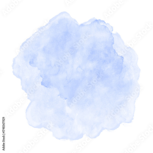 Watercolor splash of blue azure color, background, handmade digital illustration. Element for design in printing, packaging, textile, wallpaper.