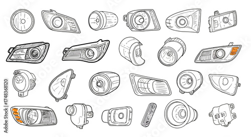 Linear style car headlights collection: modern auto lighting concepts and des…