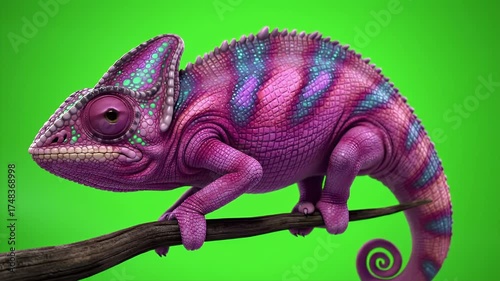 3D Chameleon Changes Colors