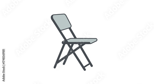Minimalist folding chair in simple flat design on white background