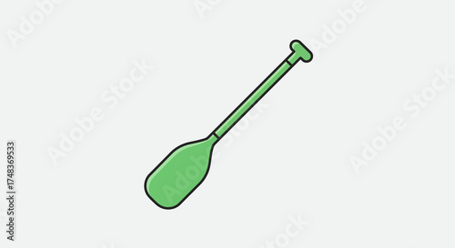 Minimalist green canoe paddle on white background