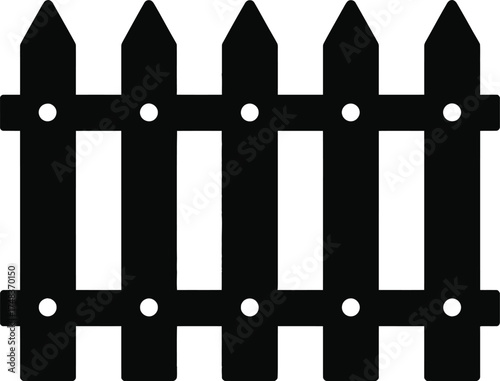 Black picket fence illustration simple design element on transparent background silhouette