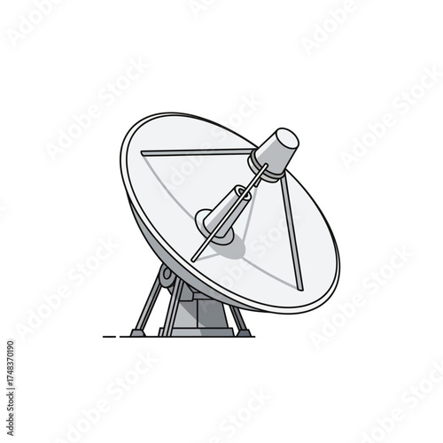 Modern satellite dish broadcasting signals into the vast expanse, symbolizing communication and technological advancement.