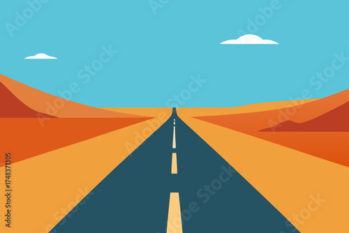 A road going into the distance with clouds and hills